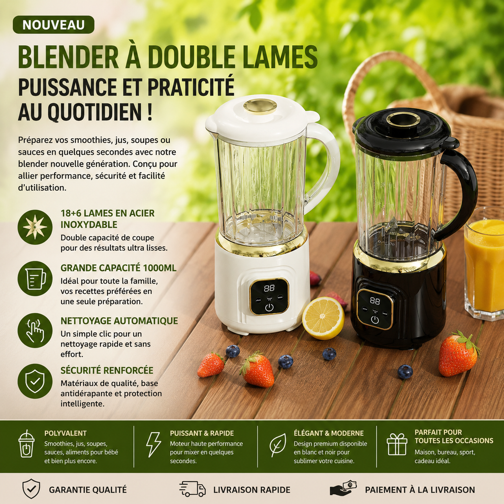 SUPER MIXEUR-DOUBLE LAME-RECHARGEABLE 1000mL
